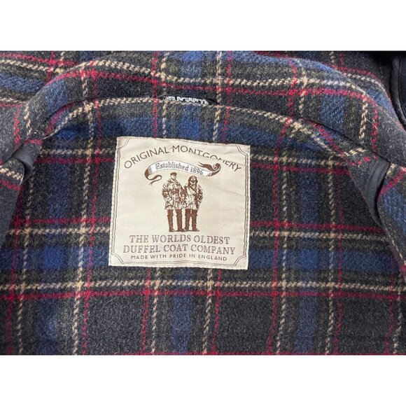 Original Montgomery Duffle Coat Wool Horn Toggle Sz 44 US XL Navy Made England - Picture 2 of 8